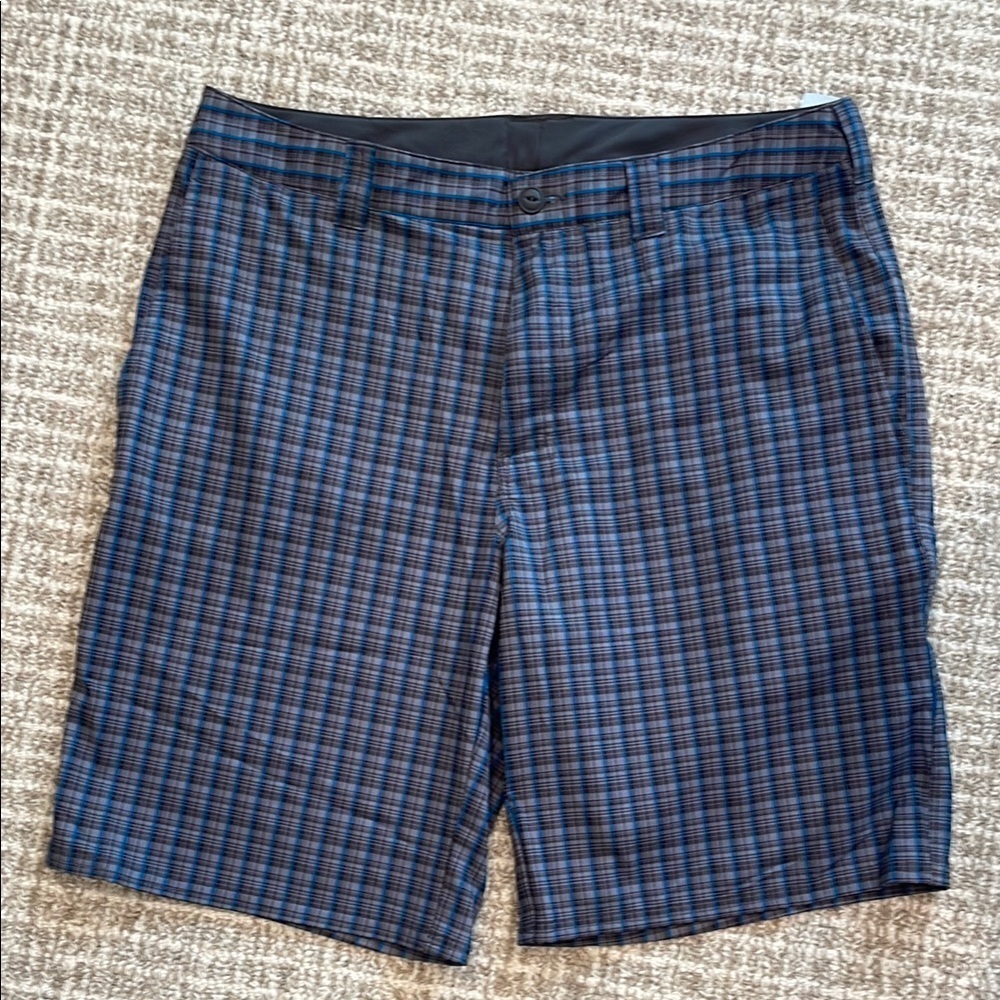 The North Face Blue Flat Front Plaid Shorts